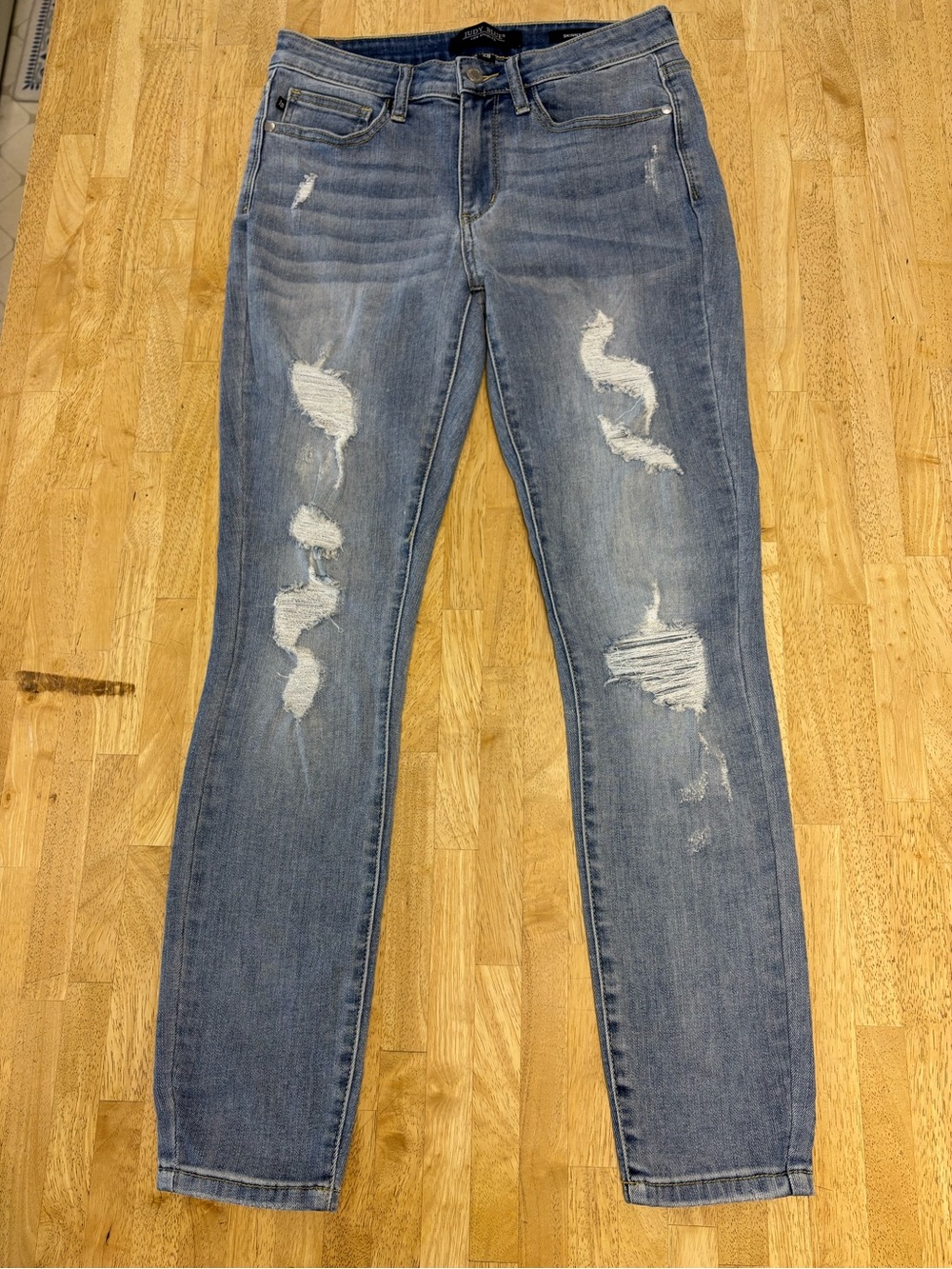 Judy Blue Light Blue Distressed Skinny Ankle Jeans Sz 28
